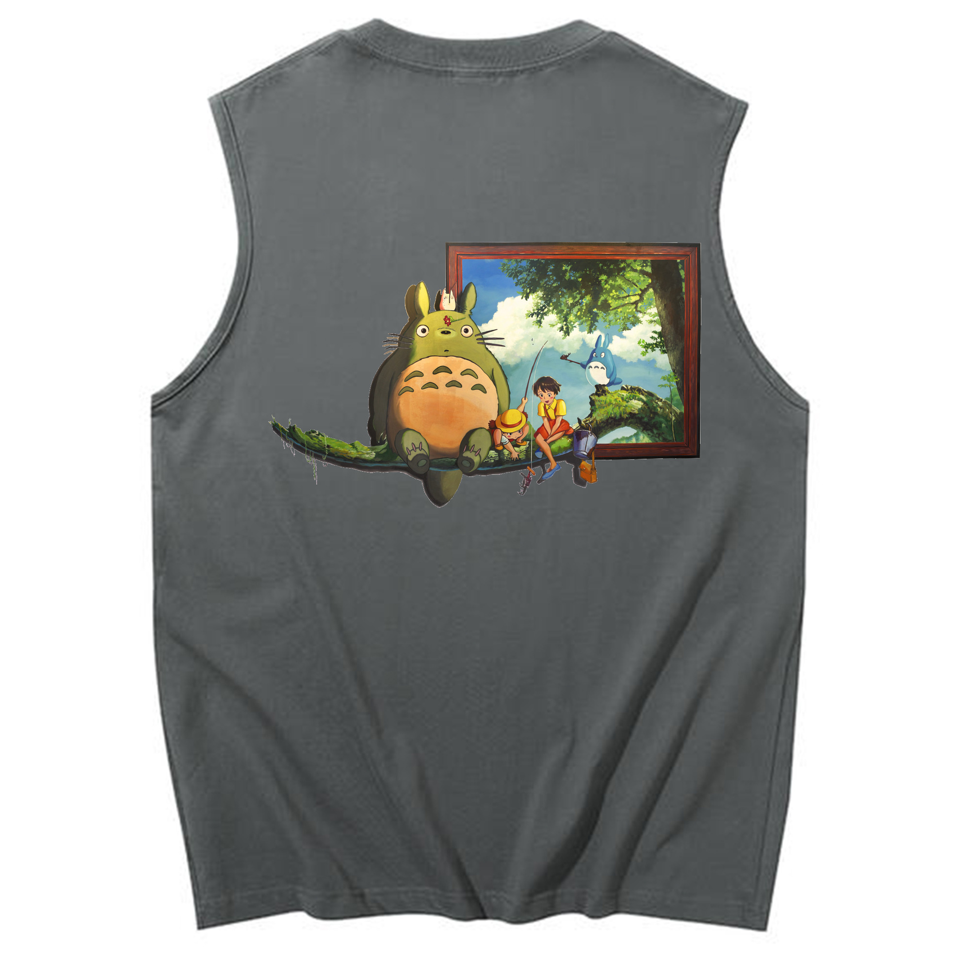 （画像用） となりのトトロ 草壁メイ 草壁サツキ My Neighbor Totoro Satsuki Kusakabe Mei Kusakabe コットン100％タンクトップ（背面プリント）